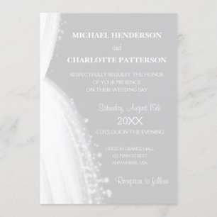 Invitation Robe blanche simple et élégante Mariage gris silho