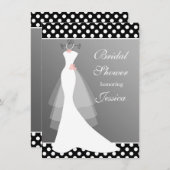 Invitation Robe blanche sur le gris, Fête de la mariée de (Devant / Derrière)