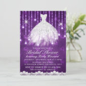 Invitation Robe blanche Violet Fête des mariées glamour (Debout devant)