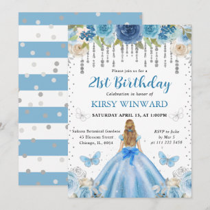 Invitation Robe Bleu Clair Cheveux Blonds Anniversaire Prince