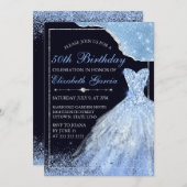 Invitation Robe bleu clair et bordure en verre Anniversaire (Devant / Derrière)