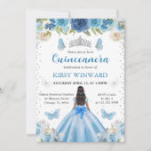 Invitation Robe bleu clair Peau foncée Princesse Quinceanera (Devant)