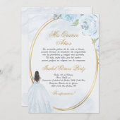 Invitation Robe bleu clair Quinceanera silhouette (Devant / Derrière)