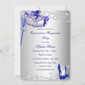 Invitation Robe bleu et argent mascarade Quinceanera Invitati (Dos)