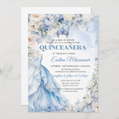 Invitation Robe bleu et ivoire bleu princesse bleue (Devant / Derrière)
