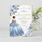 Invitation Robe bleu Floral Papillon Quinceañera (Debout devant)