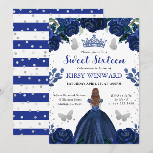 Invitation Robe bleu foncé Princesse aux cheveux roux Douce 1