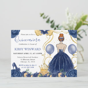 Invitation Robe Bleu Marine Cheveux Rouges Princesse Quincean