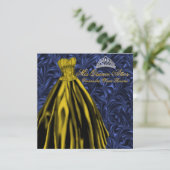 Invitation Robe bleu or bleu bleu marine Quinceanera (Debout devant)