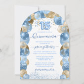 Invitation Robe bleu or étincelante Quinceañera Balloon (Dos)