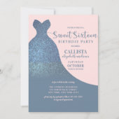 Invitation Robe bleu roux rose brillant Parties scintillant d (Devant)