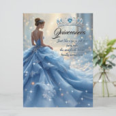 Invitation Robe Bleue Argentée de Cinderella pour Anniversair (Debout devant)