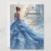 Invitation Robe Bleue Argentée de Cinderella pour Anniversair (Devant)