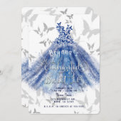 Invitation Robe Bleue Bleue Bleu Bleu Bleu Doux en argent 16 (Devant / Derrière)