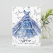 Invitation Robe Bleue Bleue Bouton 15 Quinceañera (Debout devant)