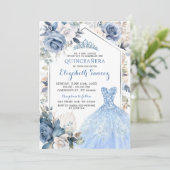 Invitation Robe bleue Boho Dusty Princesse Quinceañera (Debout devant)