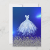 Invitation Robe bleue chic, diamants Blue Sweet 16 (Dos)