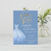Invitation Robe bleue chic, Diamants Sweet 16 (Debout devant)