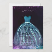 Invitation Robe Bleue Chic Élégante, Fête des mariées (Devant)