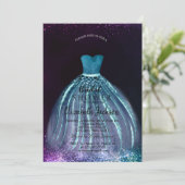 Invitation Robe Bleue Chic Élégante, Fête des mariées (Debout devant)