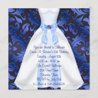 Robe bleue damassée bleue pour Quinceanera fête d'