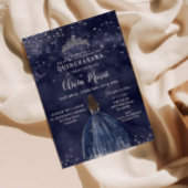 Invitation Robe bleue de la Marine étoilée Silver Quinceañera