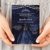 Invitation Robe bleue de la Marine étoilée Silver Quinceañera