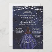 Invitation Robe bleue de la Marine étoilée Silver Quinceañera (Devant)