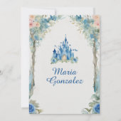 Invitation Robe bleue Dusty Château rose Floral Quinceañera (Dos)