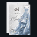 Invitation Robe bleue Dusty Snowflakes Winter Sweet 16<br><div class="desc">Robe bleu argenté Snowflakes Winter Sweet 16 Invitation</div>