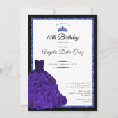 Invitation Robe bleue et diadème pour les 18 ans (Devant)