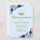Invitation Robe Bleue Et Quinceanera Florale (Devant)