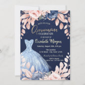 Invitation Robe bleue Floral Quinceañera (Devant)