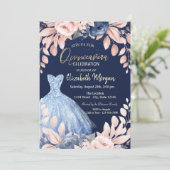 Invitation Robe bleue Floral Quinceañera (Debout devant)