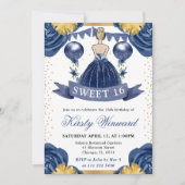 Invitation Robe Bleue Marine Blonde Haired Princess Sweet 16 (Devant)