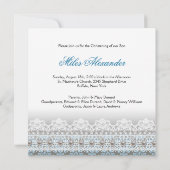 Invitation Robe bleue marron damas bébé garçon baptême (Dos)