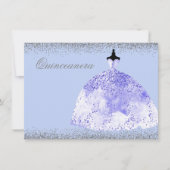 Invitation Robe bleue Parties scintillant argent Quinceanera  (Devant)