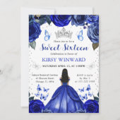 Invitation Robe Bleue Peau Noire Princesse Douce 16 (Devant)