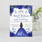 Invitation Robe Bleue Peau Noire Princesse Douce 16 (Debout devant)