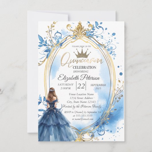 Invitation Robe bleue Princess Frame (Devant)