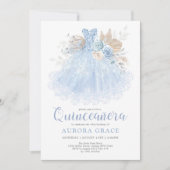Invitation Robe bleue Quinceañera Mis Quince 15 Años (Devant)