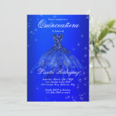 Invitation Robe Bleue Royale Élégante Quinceanera (Debout devant)