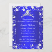 Invitation Robe Bleue Royale Étincelle Tiara Étoiles Quincean (Dos)