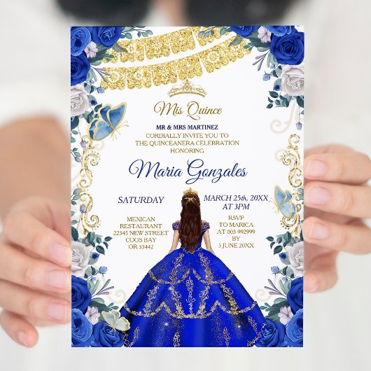 Invitation Robe Bleue Royale Mexicaine 15e anniversaire
