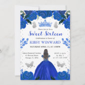 Invitation Robe Bleue Royale Princesse Brune Douze Ans (Devant)
