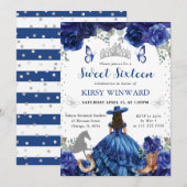 Invitation Robe bleue Salon de la brunette Princesse Douce 16 (Devant / Derrière)