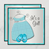 Invitation Robe bleue turquoise Chaussures Bleu Turquoise Béb (Devant / Derrière)
