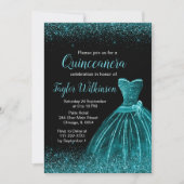 Invitation Robe bleue turquoise Faux Parties scintillant Quin (Devant)