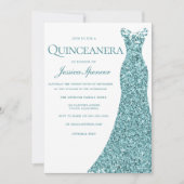 Invitation Robe bleue turquoise Parties scintillant verte Qui (Devant)