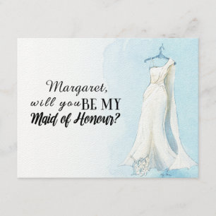 Invitation Robe bleue "vous serez ma domestique d'honneur "